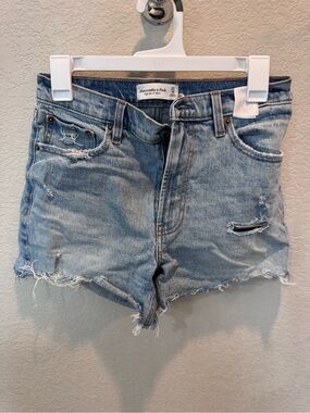 Abercrombie & Fitch Light Wash Distressed Denim Cutoff Shorts
